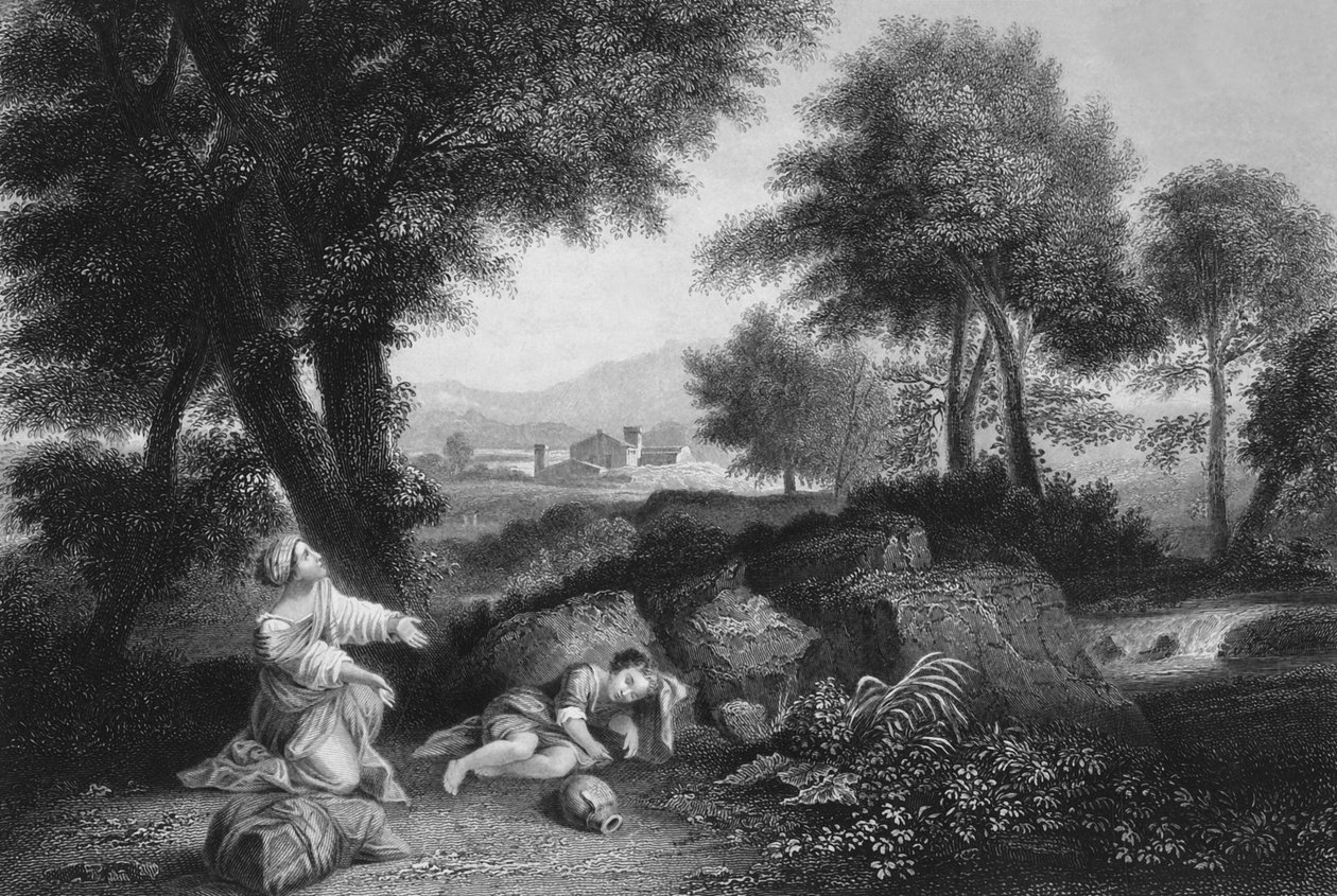 A anděl Boží zavolal Hagar z nebe, v polovině 19. století od James Sands