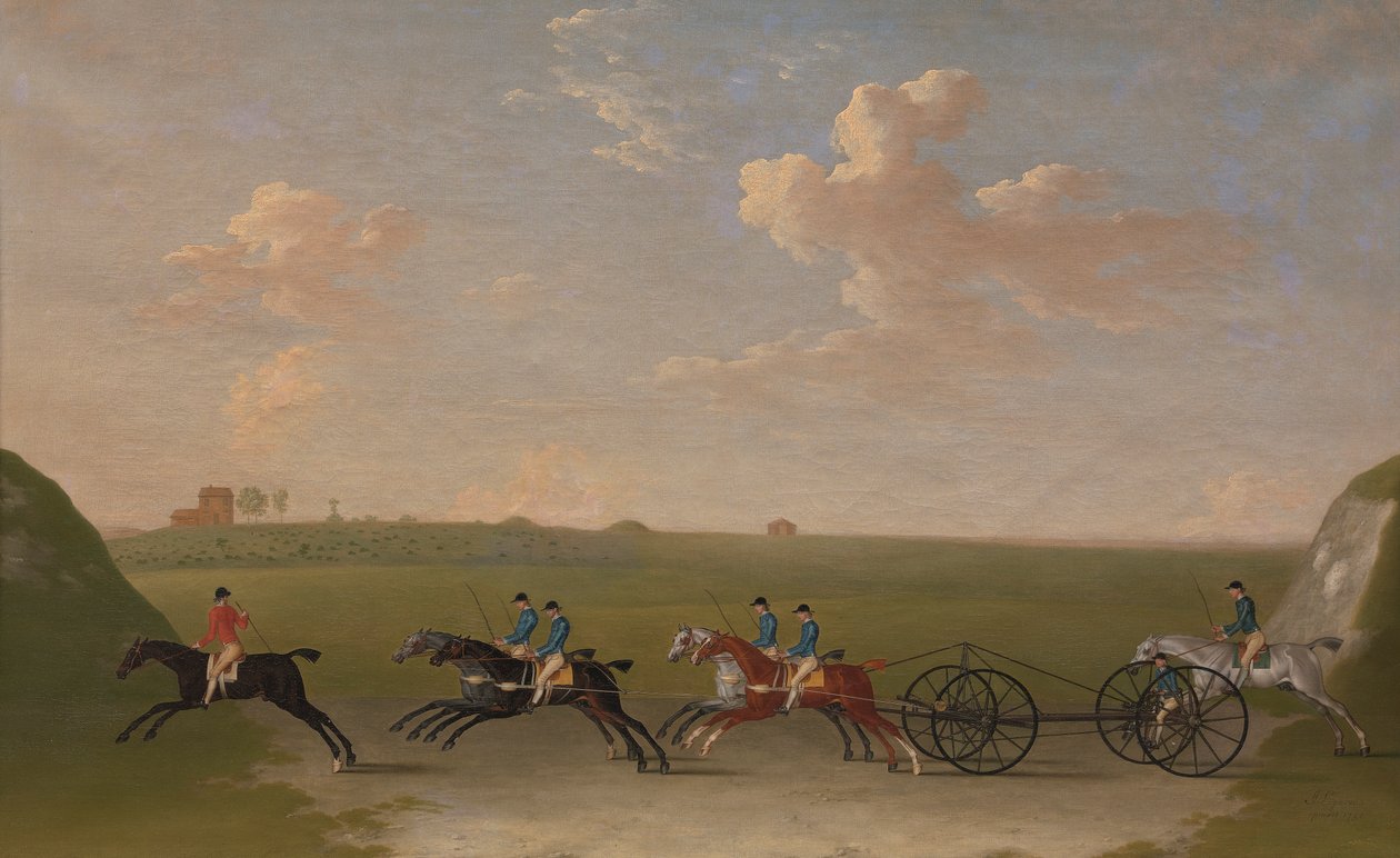 Chaise Match Run na Newmarket Heath ve středu 29. srpna 1750 od James Seymour