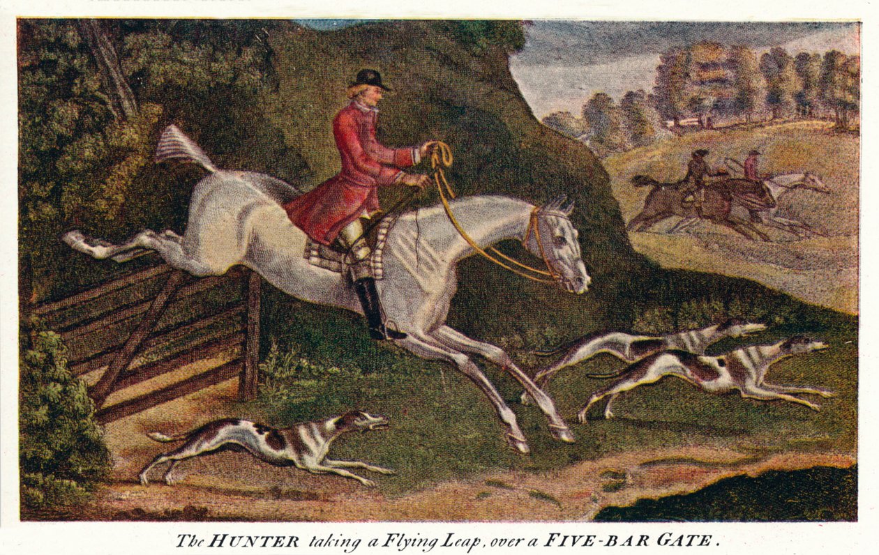LOVEC letí přes pětibarovou bránu, c1740, 1922 od James Seymour