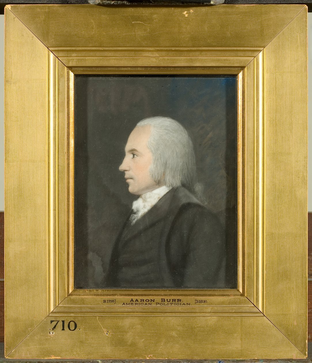 Aaron Burr, cca 1797 (barevný pastel na šedém papíře) od James Sharples
