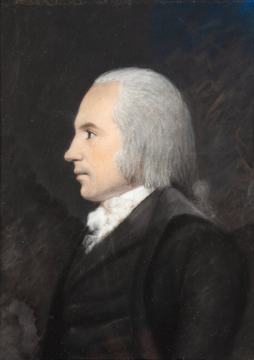 Aaron Burr, cca 1797 (barevný pastel na šedém papíře) od James Sharples