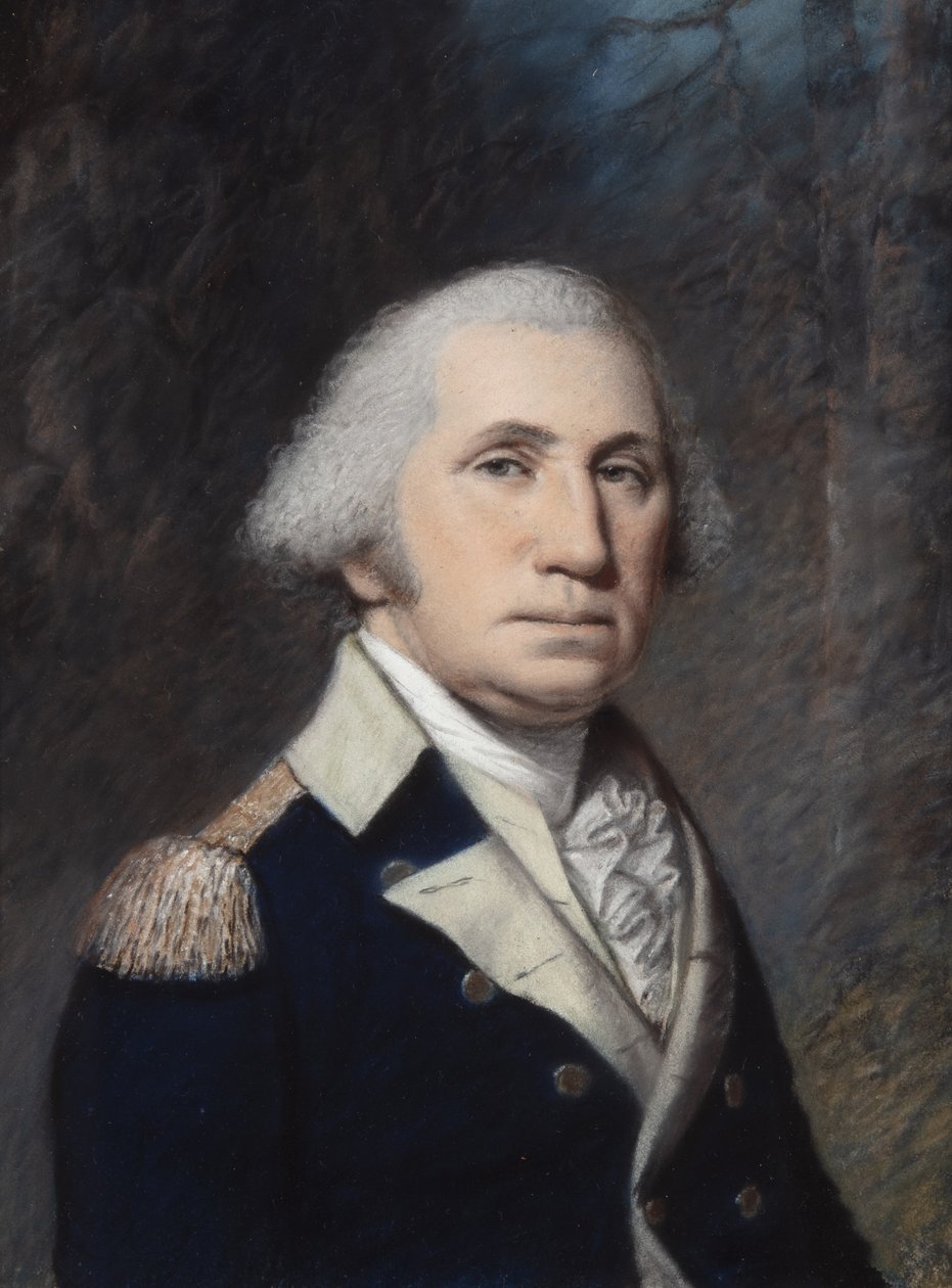 George Washington, pravděpodobně 1796-97 (pastel na šedém papíře) od James Sharples
