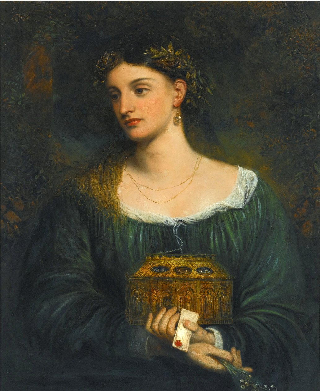 Předrafaelské malby: Pandora (Pandore) par Smetham, James (1821-1889), cca 1865. Olej na plátně, 76,5x61. Soukromá sbírka od James Smetham
