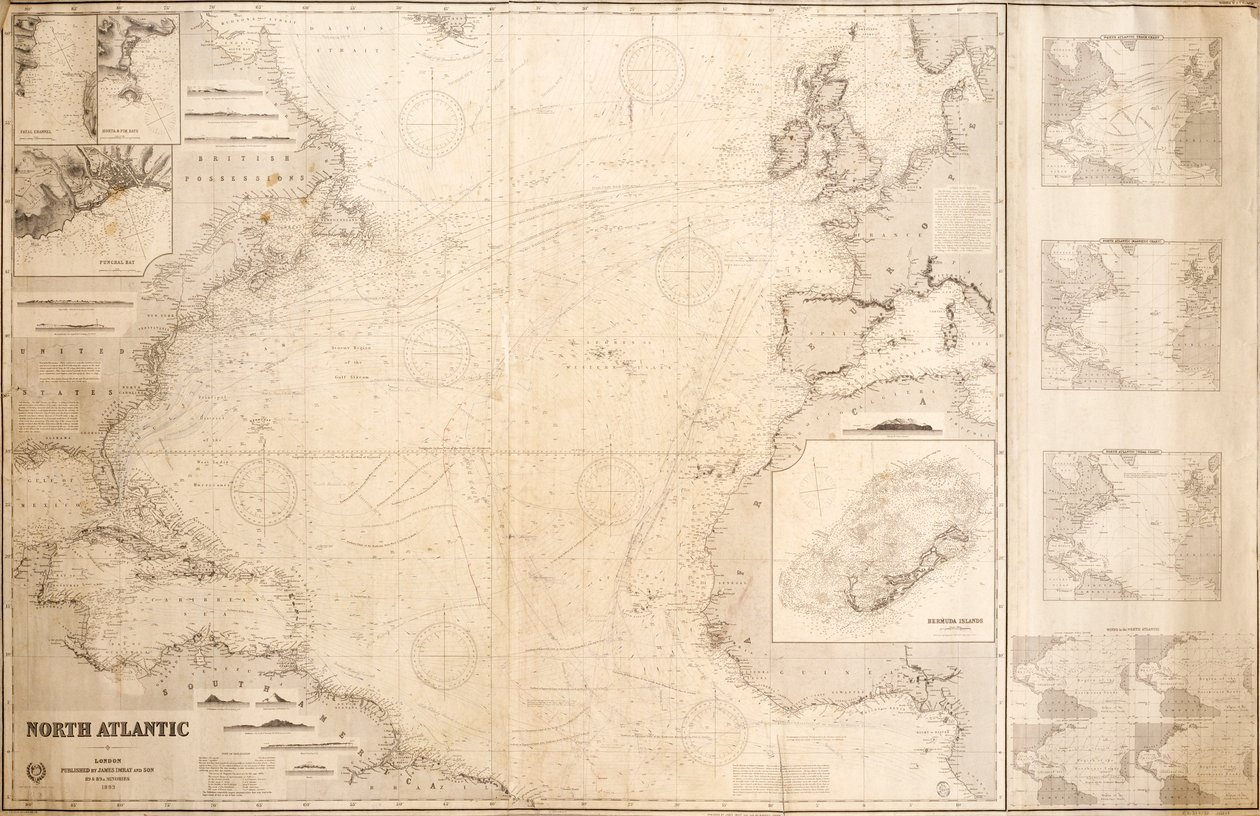Mapa severního Atlantiku od James & Son Imray