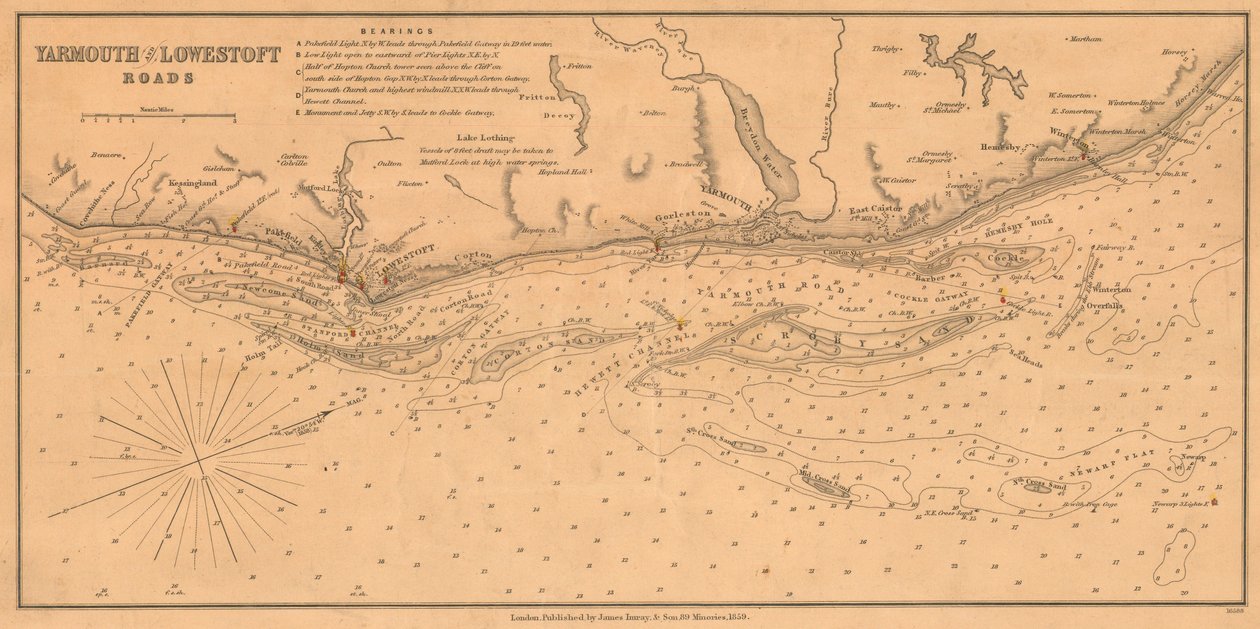 Východní pobřeží Anglie: Yarmouth a Lowestoft Silnice od James & Son Imray