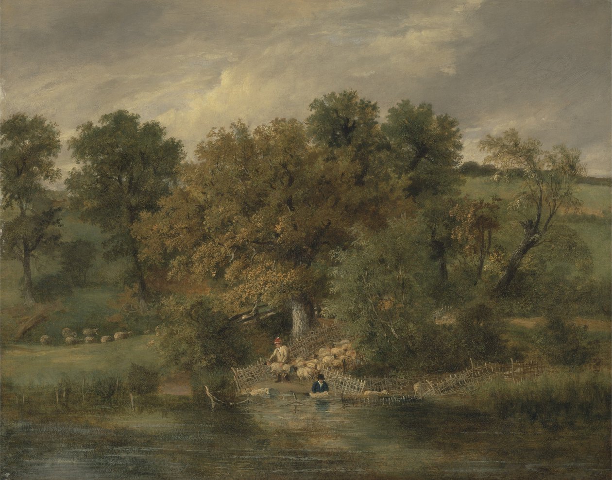 Sheep Washing at Postwick Grove, Norwich, c.1822 (olej na panelu) od James Stark