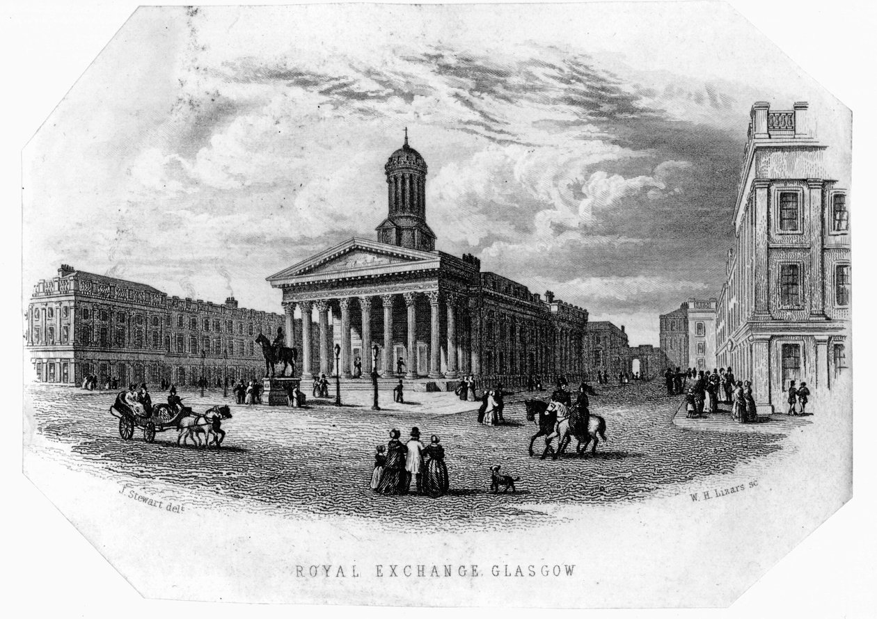 The Royal Exchange, Glasgow, rytý William Home Lizars od James Stewart