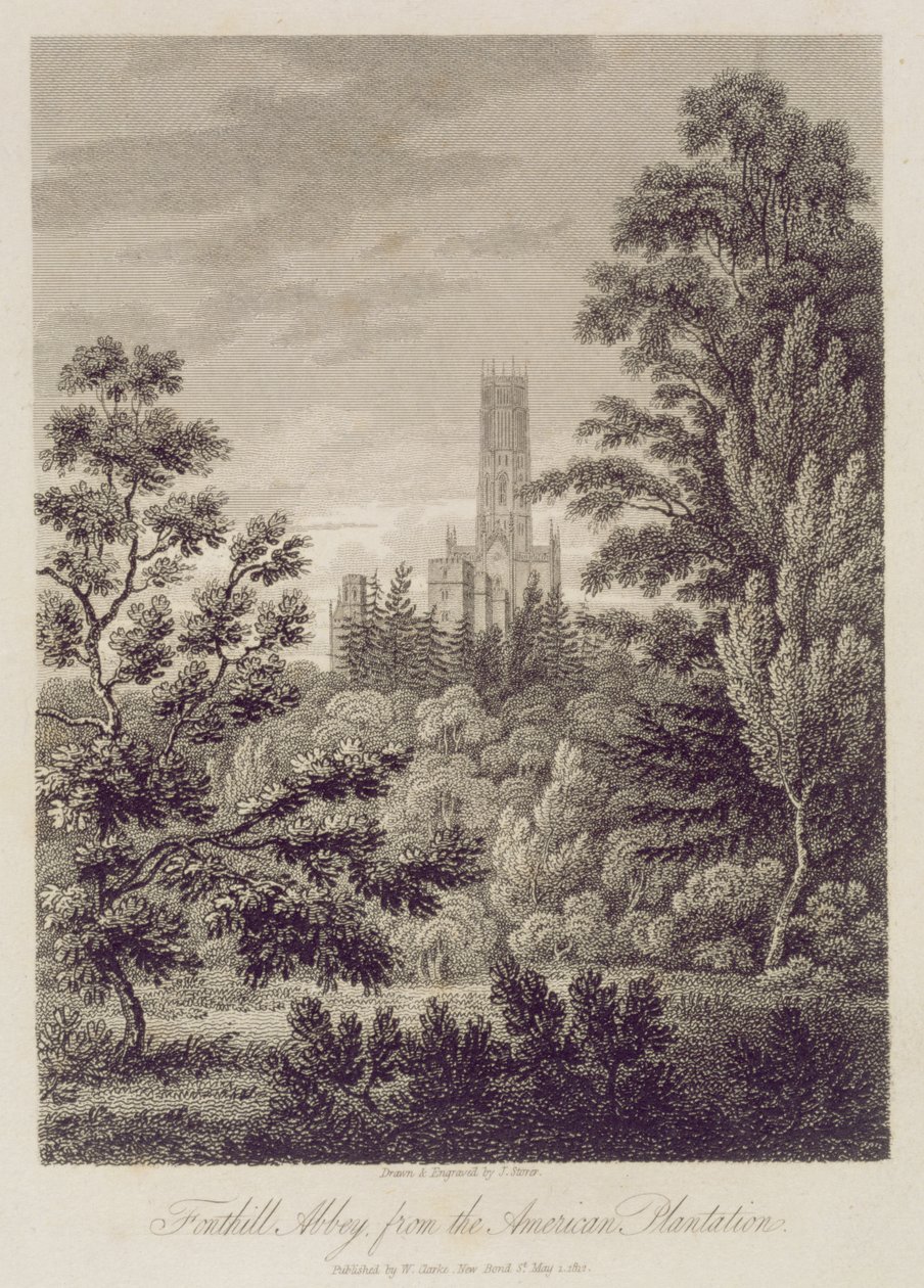 Fonthill Abbey z americké plantáže, publikoval W. Clarke, New Bond Street, 1812 od James Storer