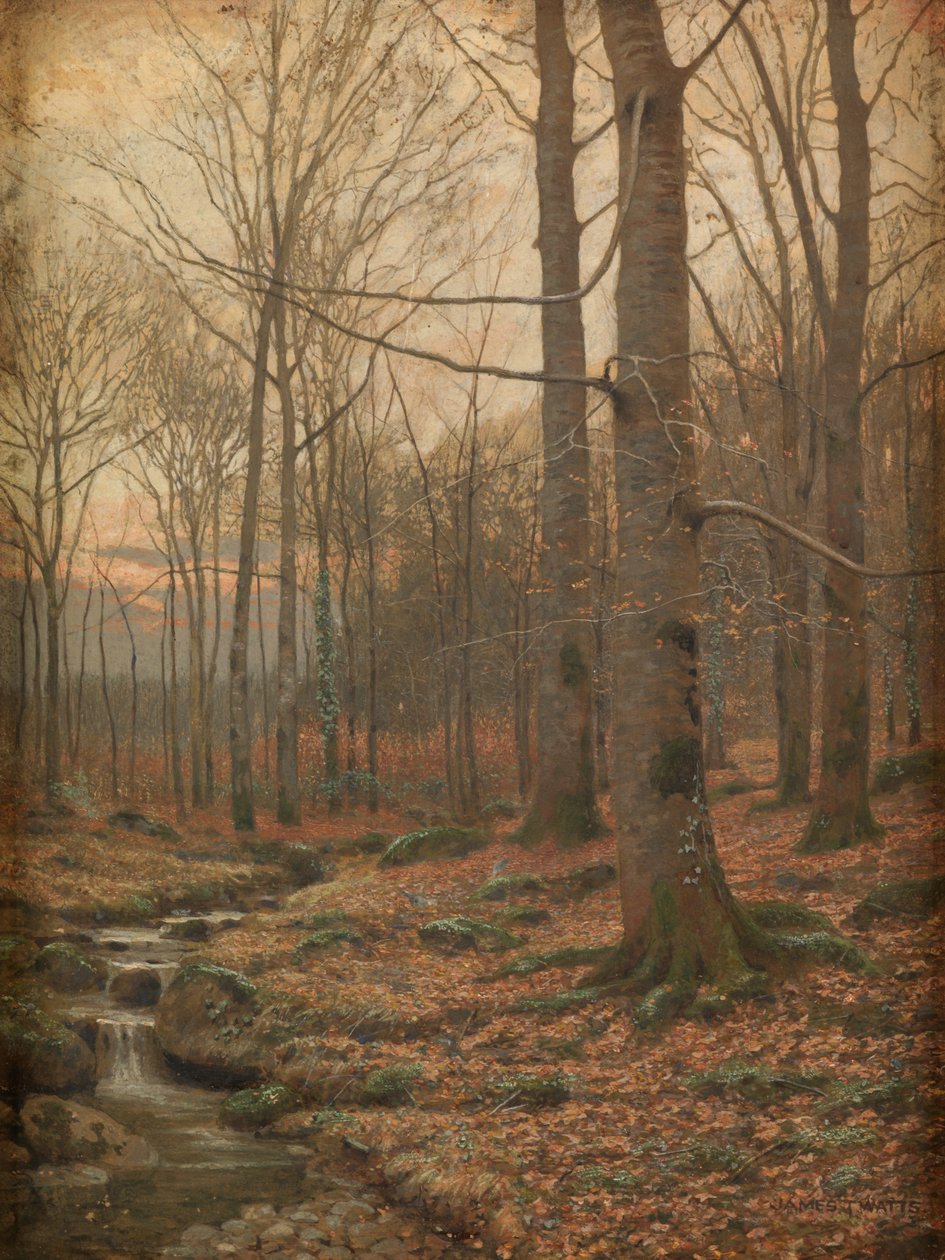 Zima v lese, Betws-y-Coed (akvarel a bodycolor) od James Thomas Watts
