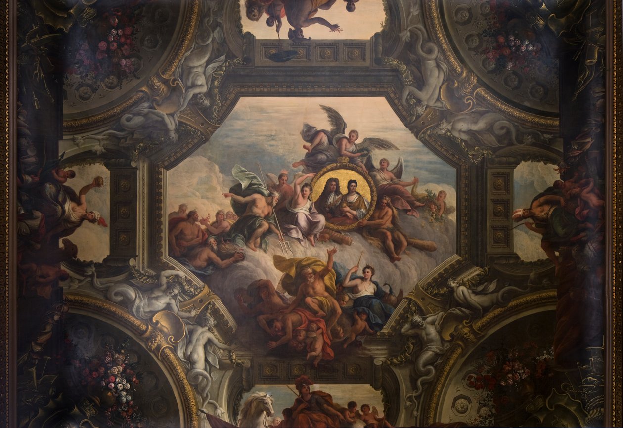 Strop horního sálu v Malovaném sále, asi 1707-27 (nástěnná malba) od James Thornhill