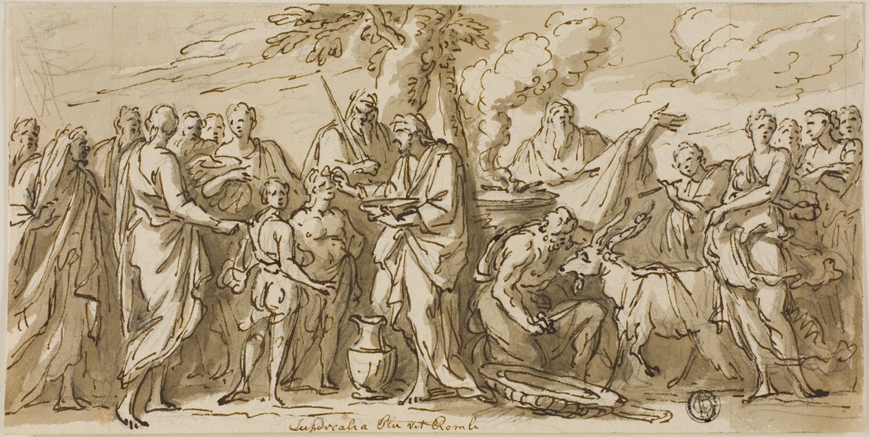 Lupercalia (recto) a Sketches of Figures (verso) od James Thornhill