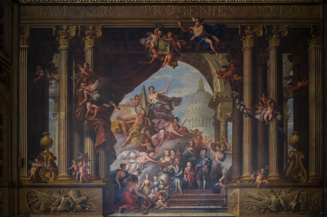 Západní stěna Malovaného sálu, asi 1707-27 (nástěnná malba) od James Thornhill