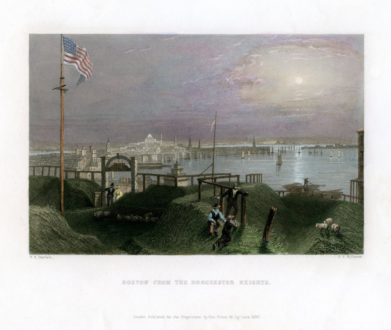 Boston, jak je vidět z Dorchester Heights, USA, 1838. od James Tibbitts Willmore