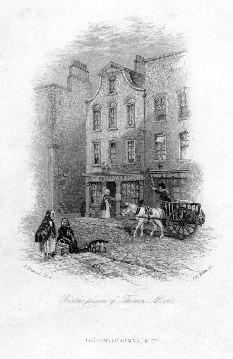 Místo narození Thomase Moora, Dublin, c19. století. od James Tibbitts Willmore
