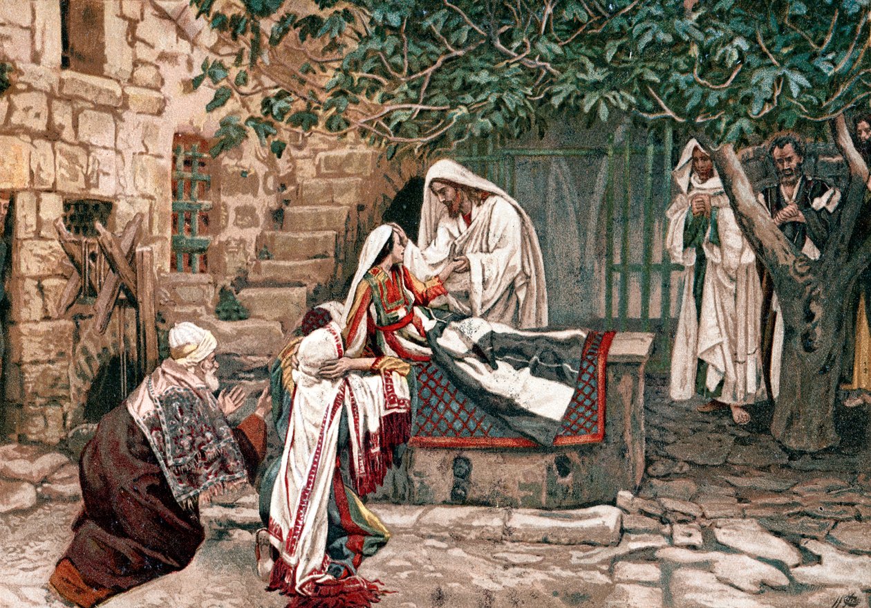 Kristus vzkřísil dceru Jaira, guvernéra synagogy, z mrtvých, 1897 od James Tissot