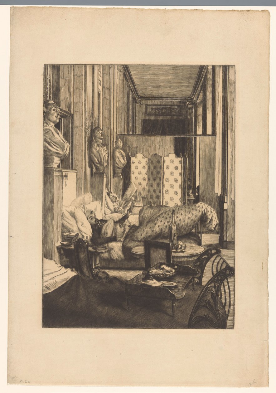Foyer Comédie-Française během obléhání Paříže v letech 1870-1871 od James Tissot