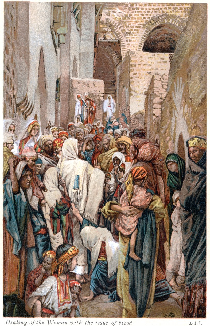 Žena s krví, která se dotkla okraje Ježíšova oděvu a byla uzdravena, c1890 od James Tissot