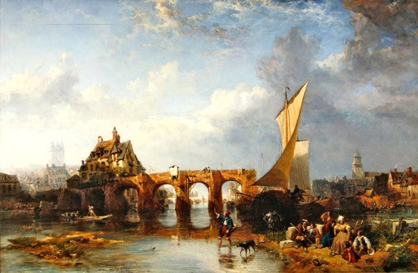 Pont des Treilles na řece Maine v Angers od James Vivien de Fleury
