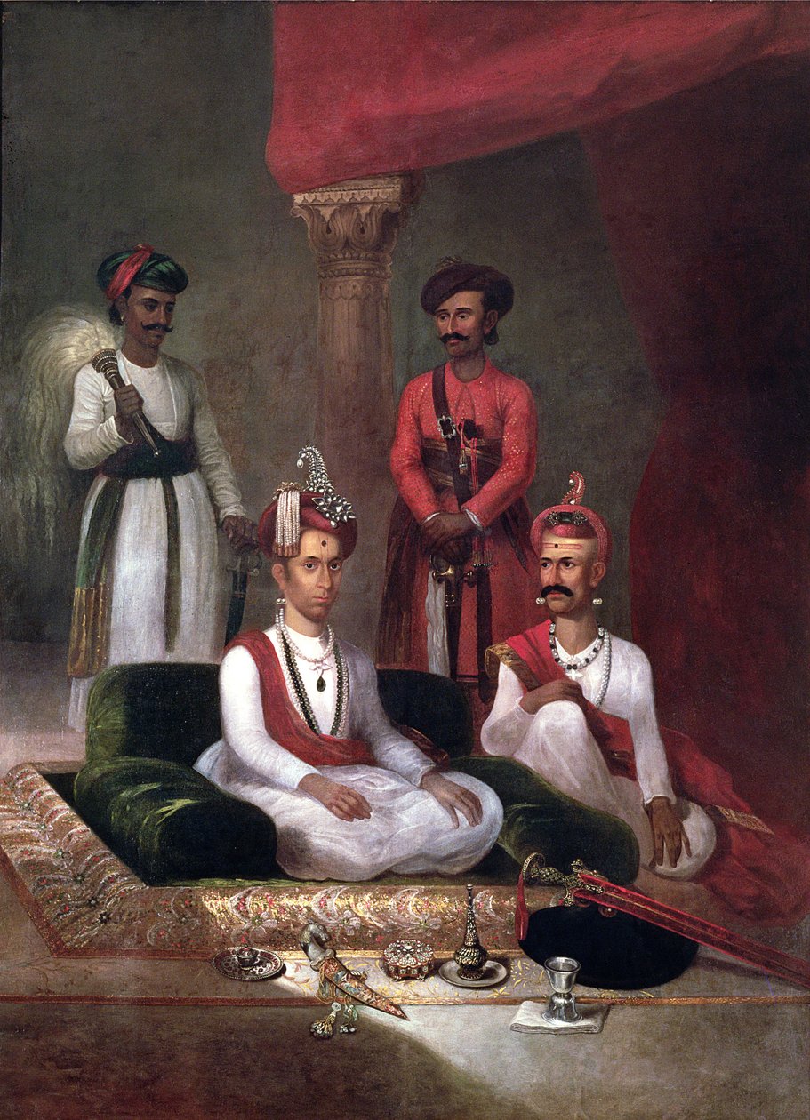 Madhu Rao Narayan, Maratha Peshwa s Nana Fadnavis and the Attendants, Poona, 1792 od James Wales