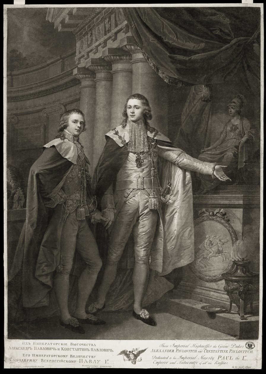 Portrét velkovévodů Alexandra Pavloviče a Konstantina Pavloviče z Ruska, 1797 od James Walker