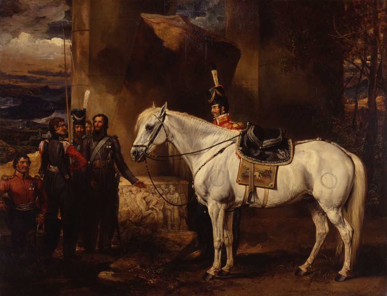 Oblíbený nabíječ hraběte Platoffa a pět jeho kozáků, kolem roku 1815 (olej na plátně) od James Ward