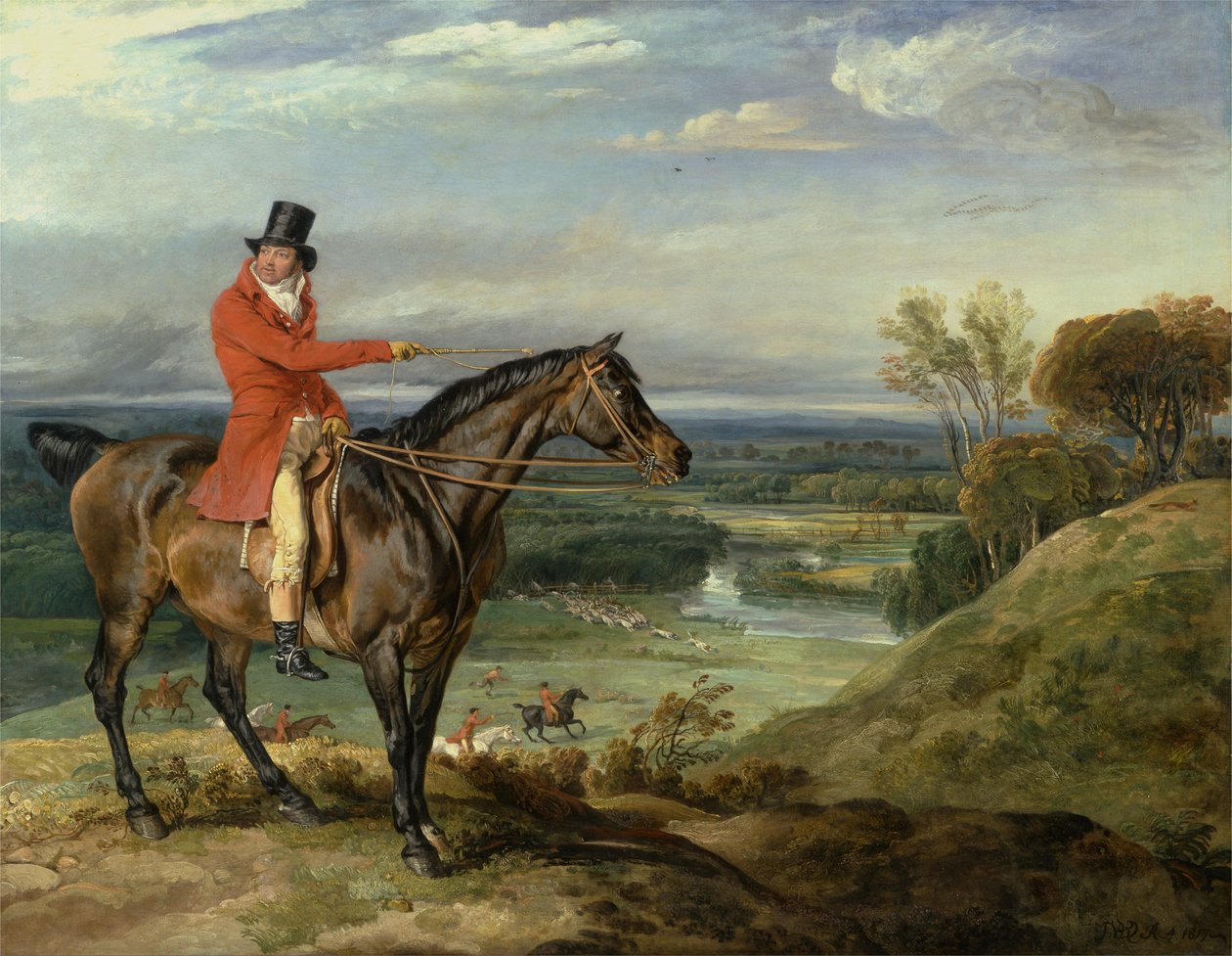 John Levett Hunting at Wychnor, Staffordshire [alternativní název: Theophilus Levett a oblíbený lovec) od James Ward