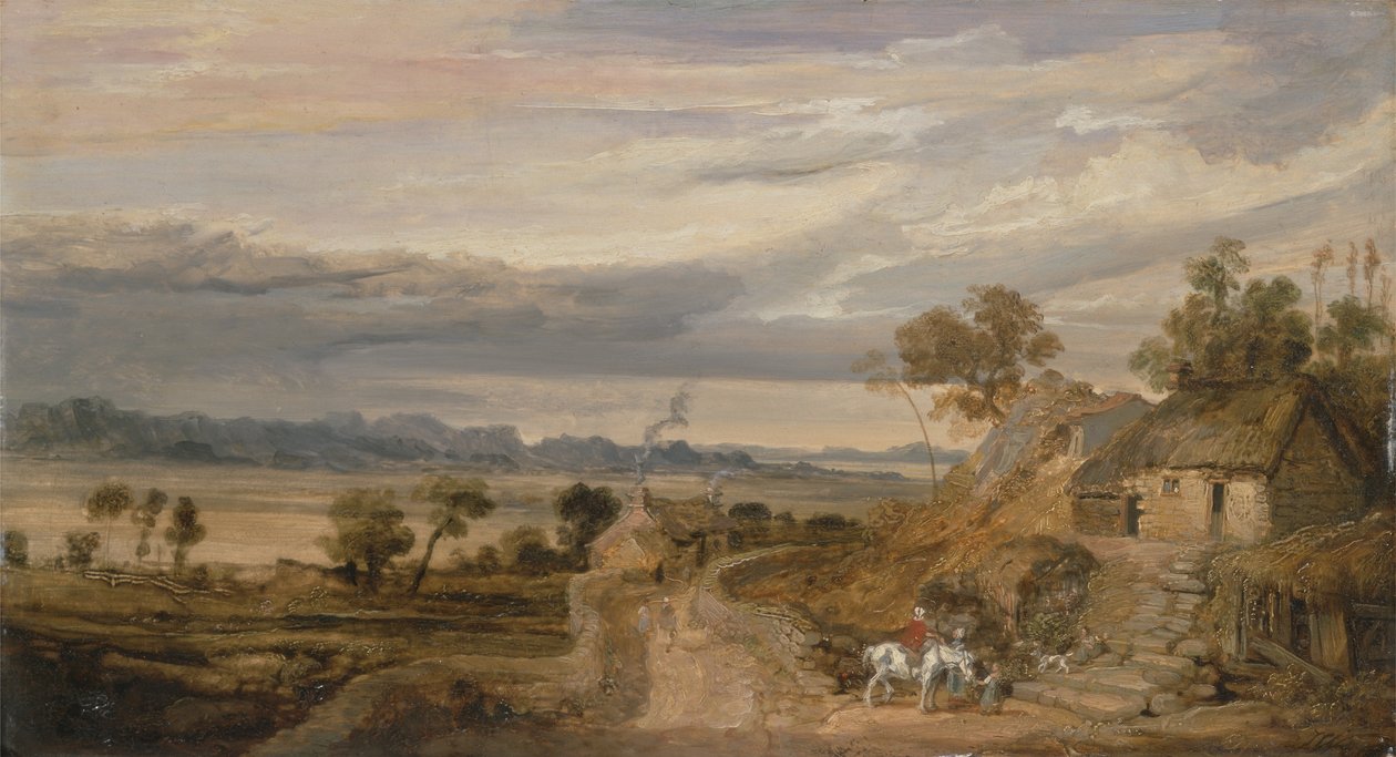 Krajina s chalupami, kolem 1802-07 (olej na panelu) od James Ward