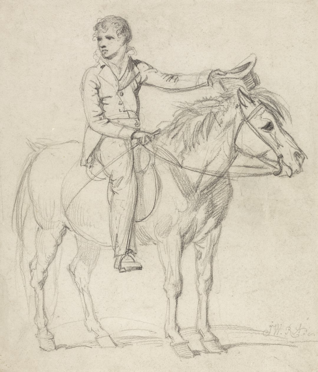 Lord Stanhope (1753-1816) jako chlapec jezdící na poníkovi (tužka na papíře) od James Ward