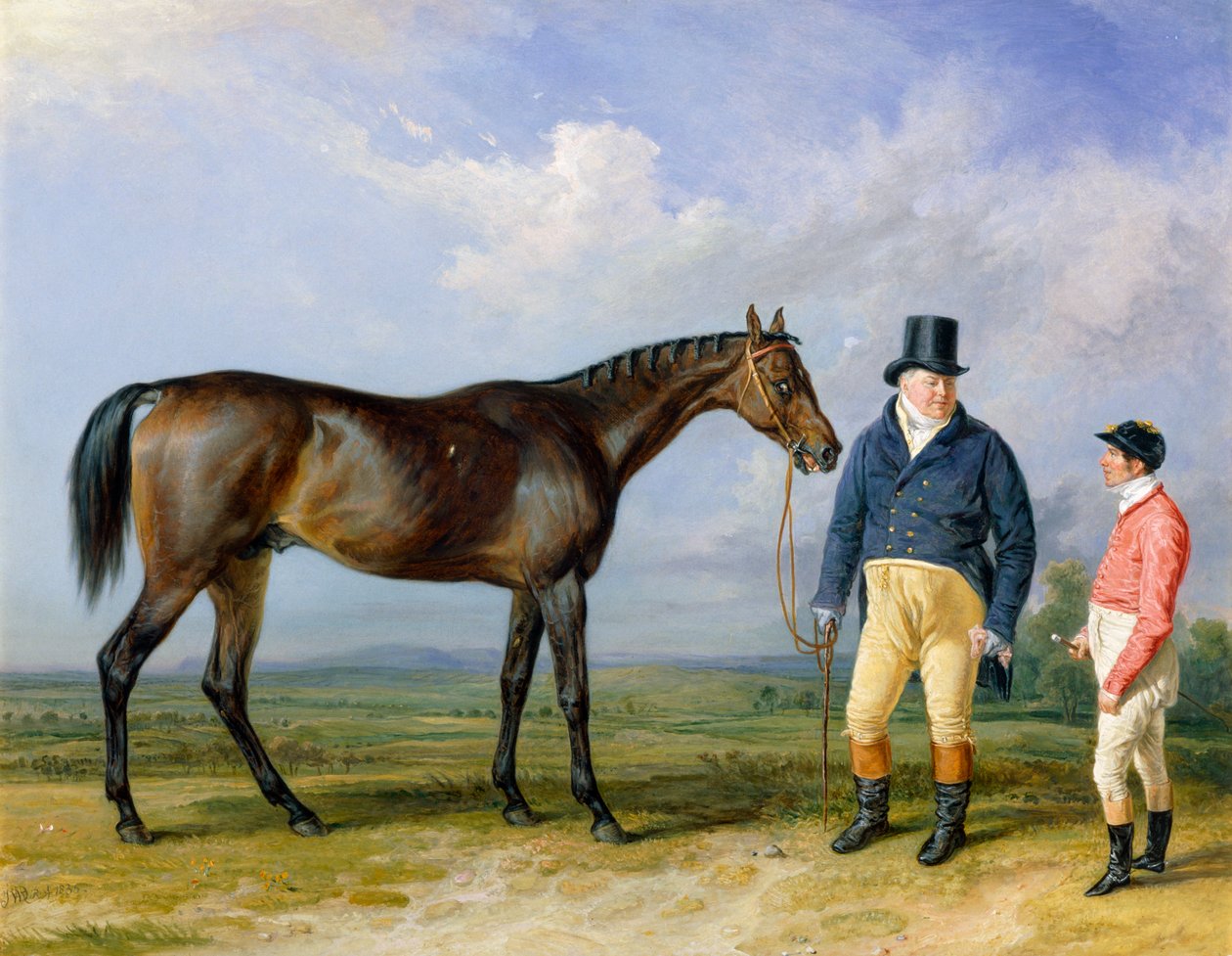„Rockingham se svým majitelem Johnem Theobaldem a žokejem Jemem Robinsonem“, 1835 od James Ward