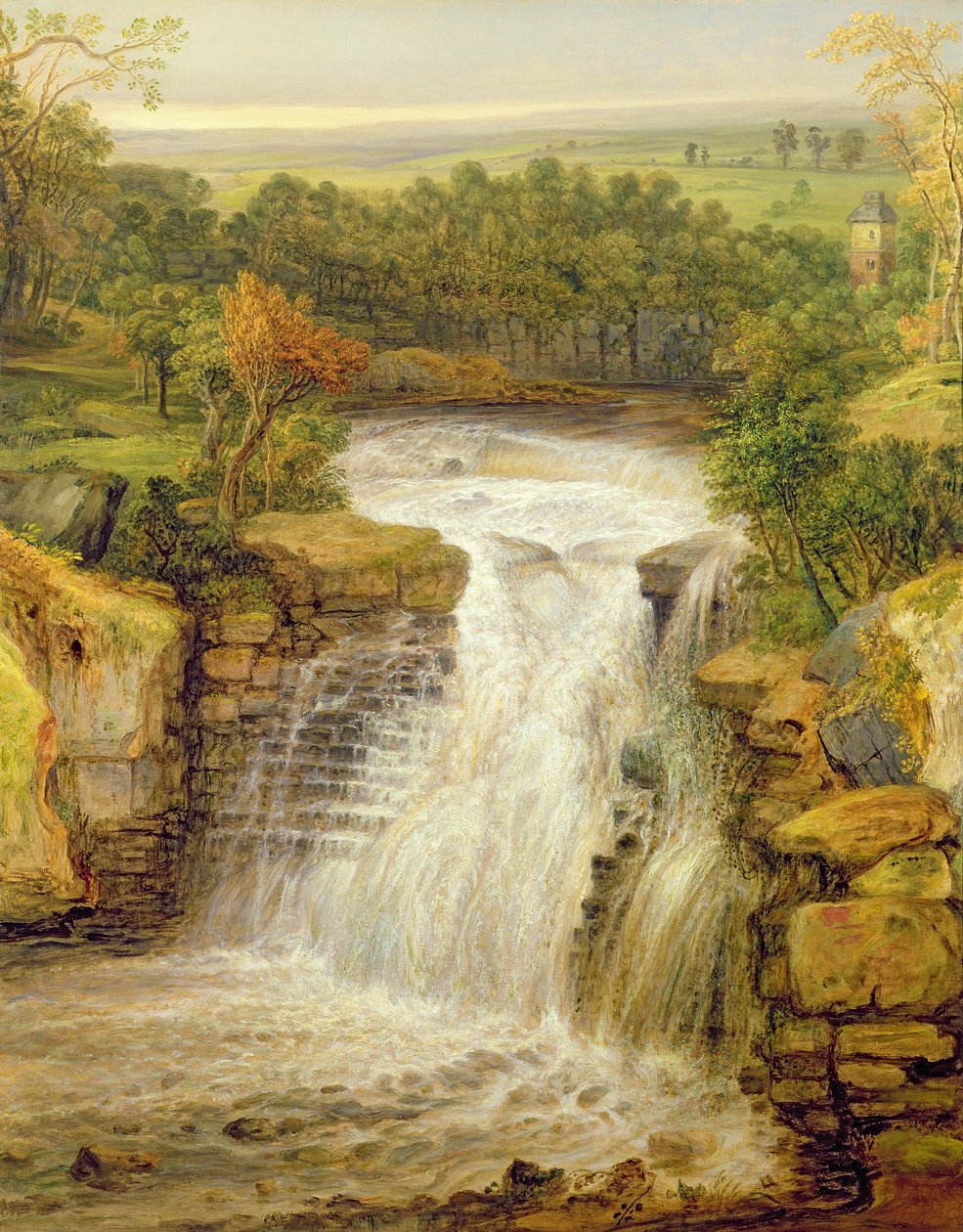 The Falls of the Clyde po povodni, 1852 od James Ward