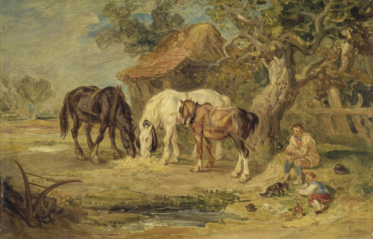 Polední jídlo, kolem 1830-40 (olej na panelu) od James Ward