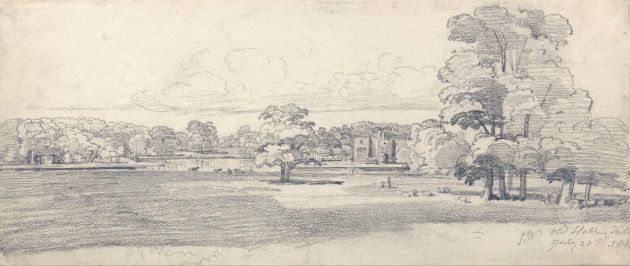 Starý sál, Tabley, obklopený parkem, 20. července 1814 (1819) od James Ward