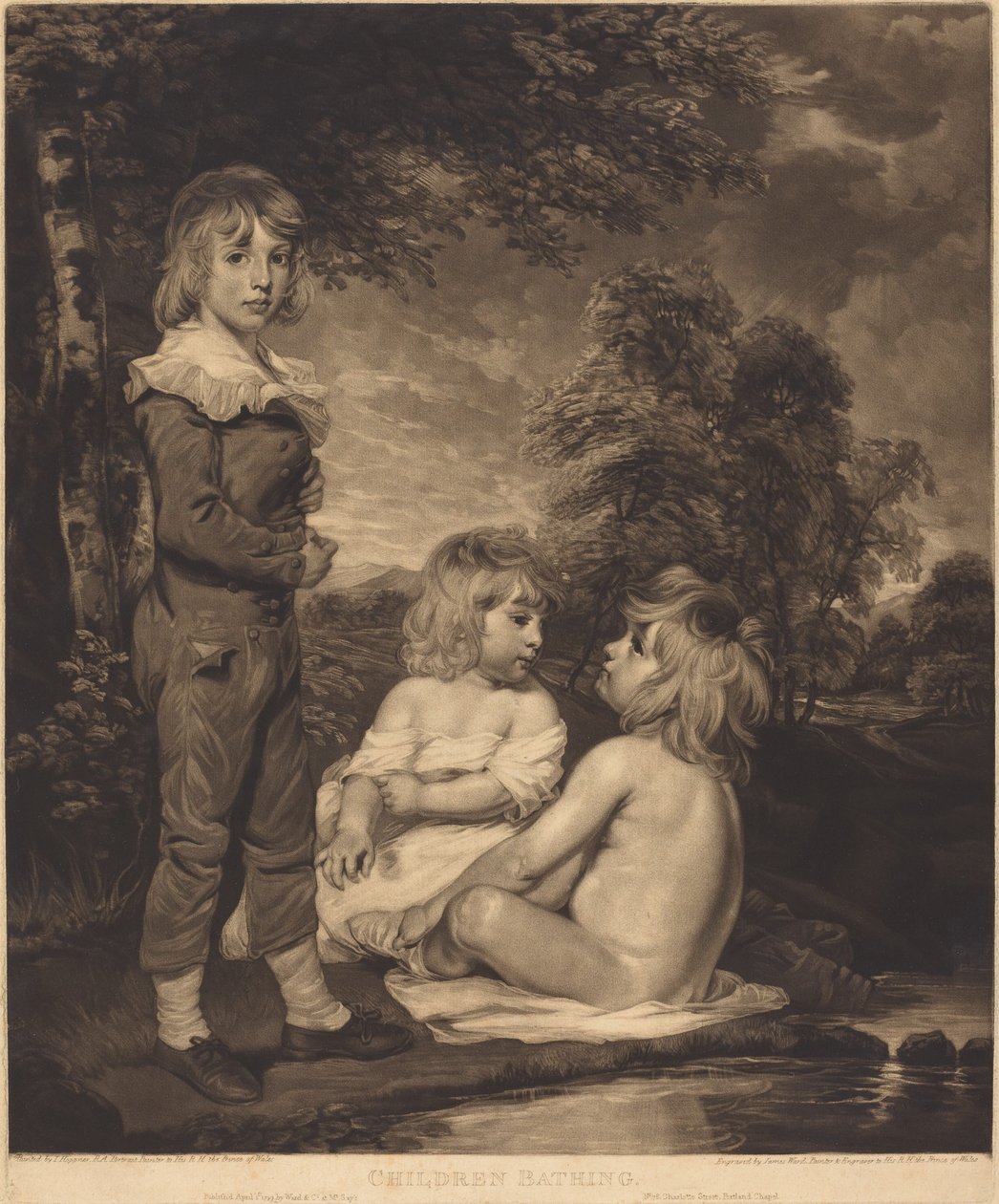 Koupání dětí (The Hoppner Children) od James Ward after John Hoppner