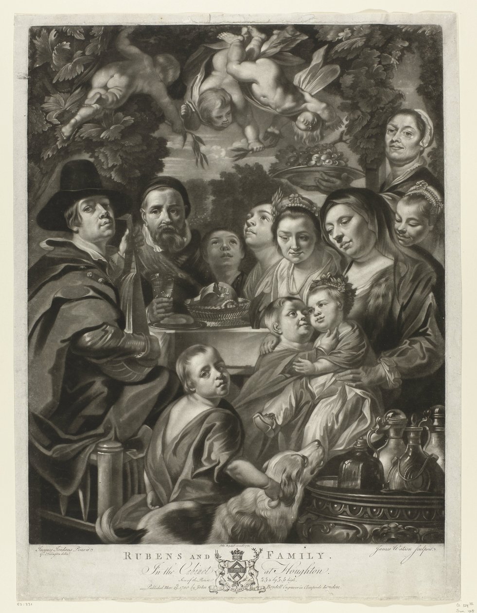 Portrét Jacquese Jordaense se svými rodiči, bratry a sestrami Rubens a rodina (název na objektu) Obrazy z The Houghton Gallery (název série) The Houghton Gallery (název série) od James Watson (prentmaker)