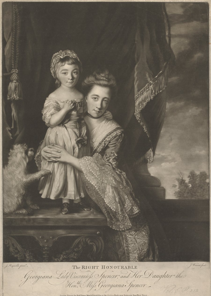 Margaret Georgiana Spencer, (rozená Poyntz), hraběnka Spencer a její dcera, Georgiana Cavendish, (rozená Spencer), vévodkyně z Devonshire od James Watson