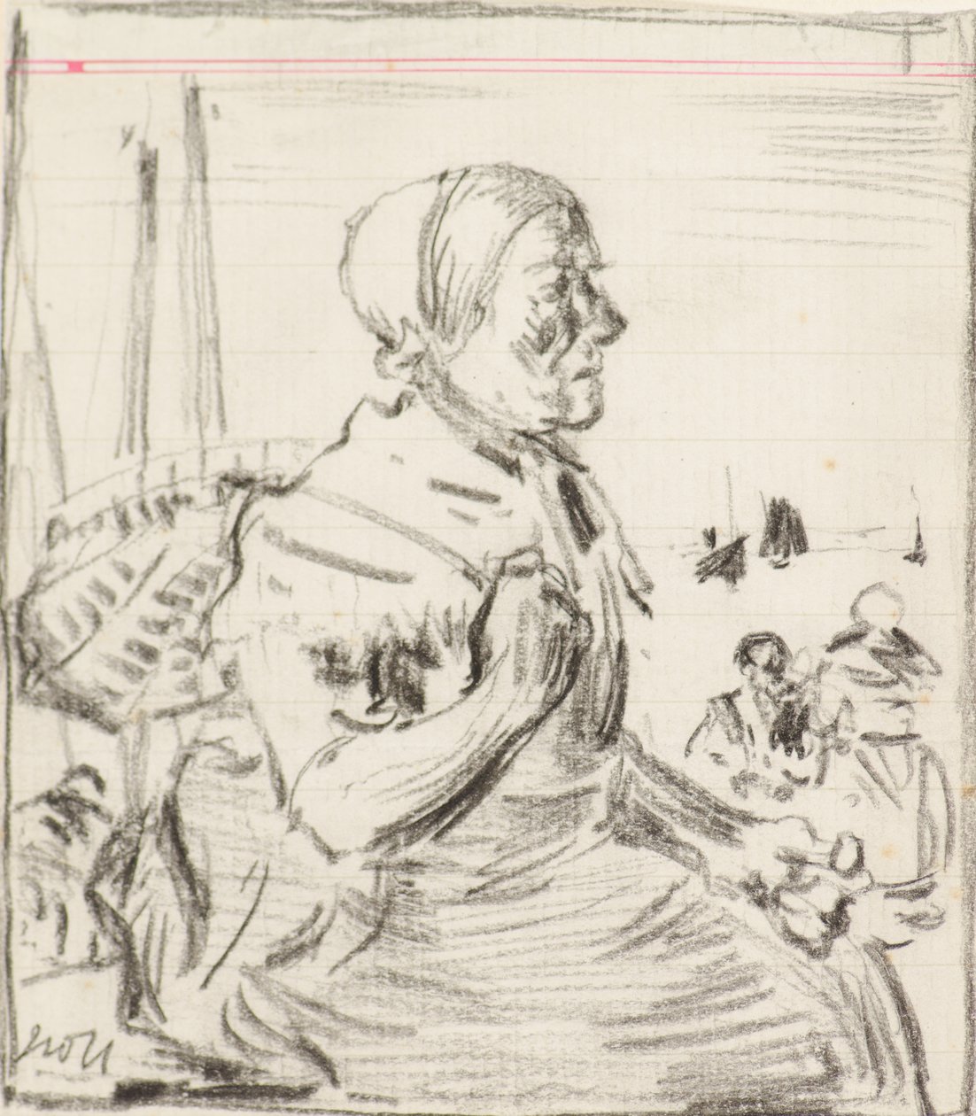 Studie [rybářka] (uhlí) od James Watterston Herald