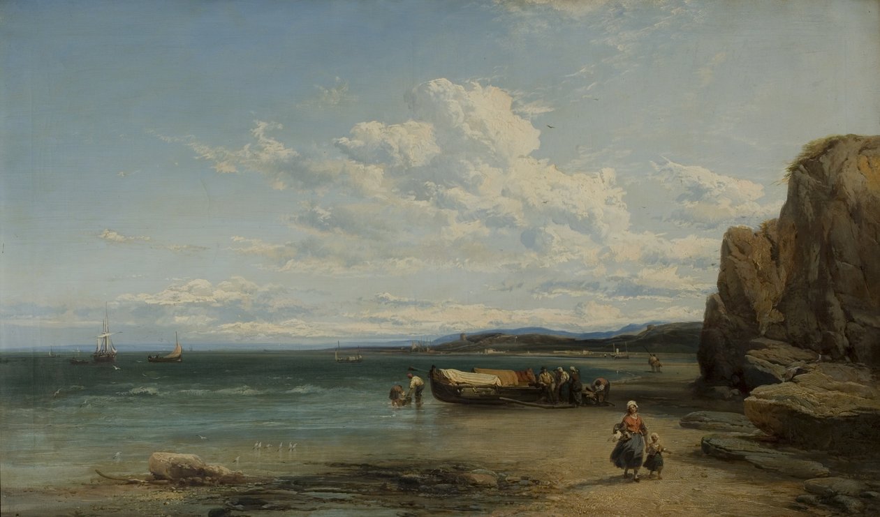 Pobřežní scéna s čluny, 1863 od James Webb