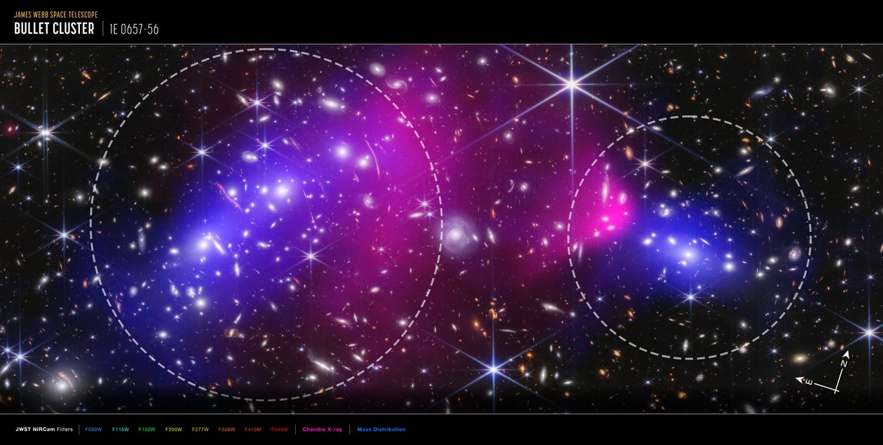 Shluk Bullet (snímek z družic Webb a Chandra) od James Webb Space Telescope (NASA)