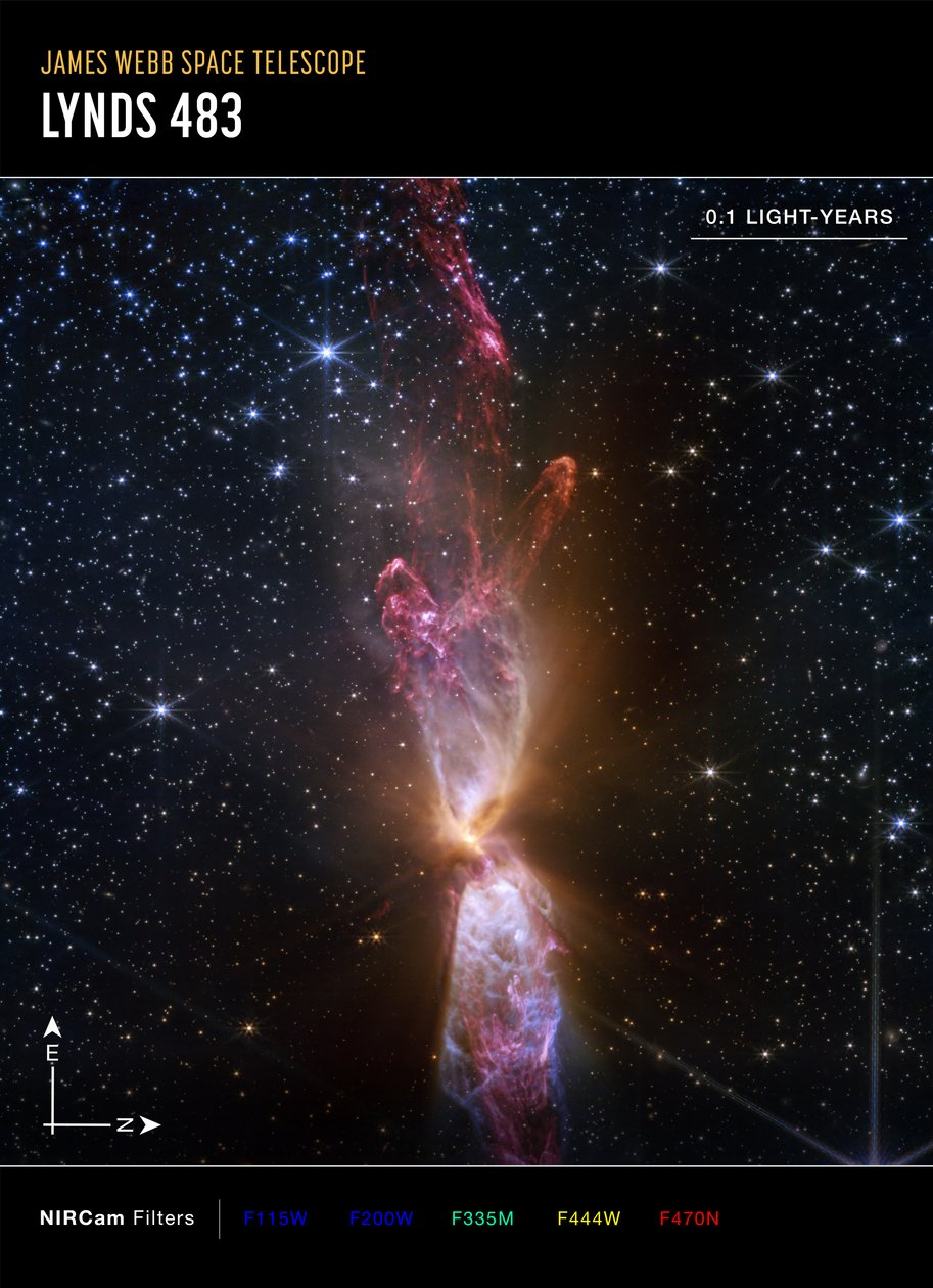 Lynds 483 (snímek z kamery NIRCam) od James Webb Space Telescope (NASA)