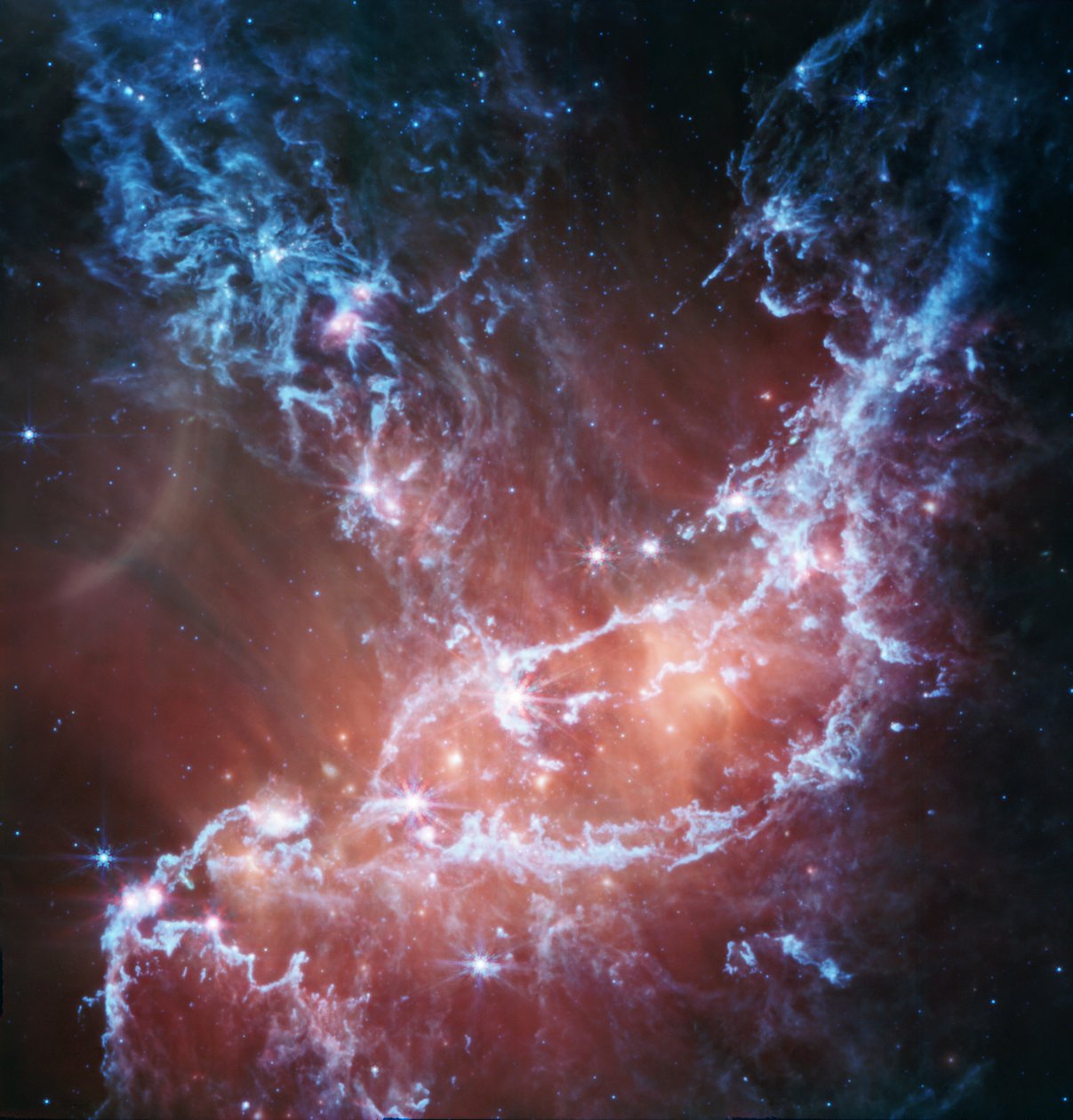 NGC 346 (snímek MIRI) od James Webb Space Telescope (NASA)