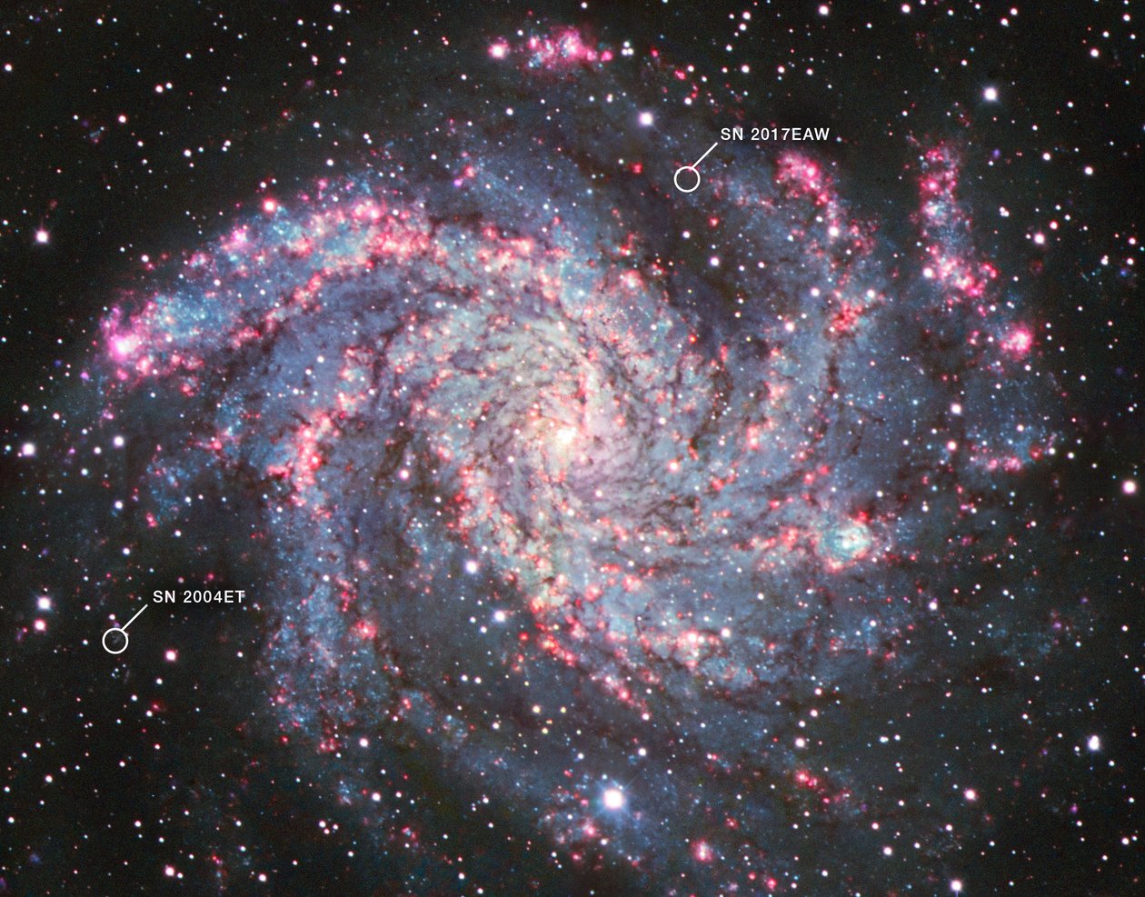 NGC 6946 (Kitt Peak National Observatory) od James Webb Space Telescope (NASA)