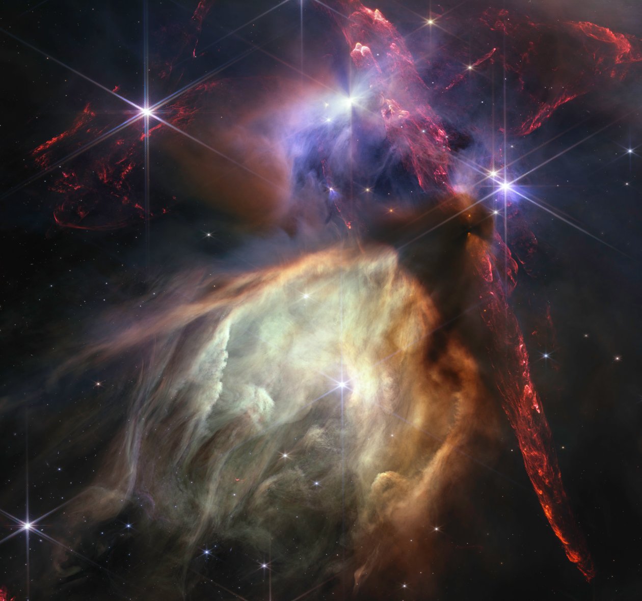 Rho Ophiuchi (obrázek NIRCam) od James Webb Space Telescope (NASA)