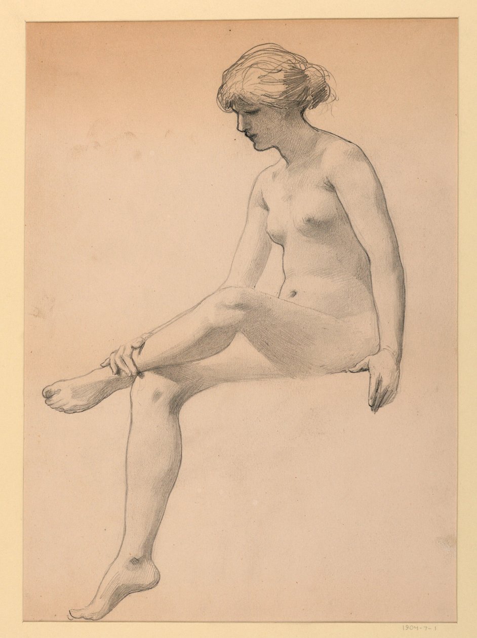 Sedící ženský akt od James Wells Champney