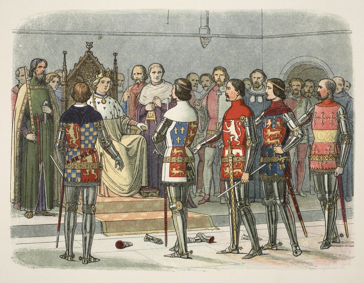 Arundel, Gloucester, Nottingham, Derby a Warwick před Richardem II., od A Chronicle of England BC 55 do AD 1485, pub. Londýn od James William Edmund Doyle