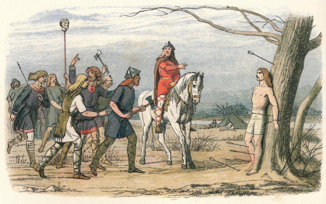 Edmund, král východní Anglie, zabit Dány, 9. století 1864 od James William Edmund Doyle