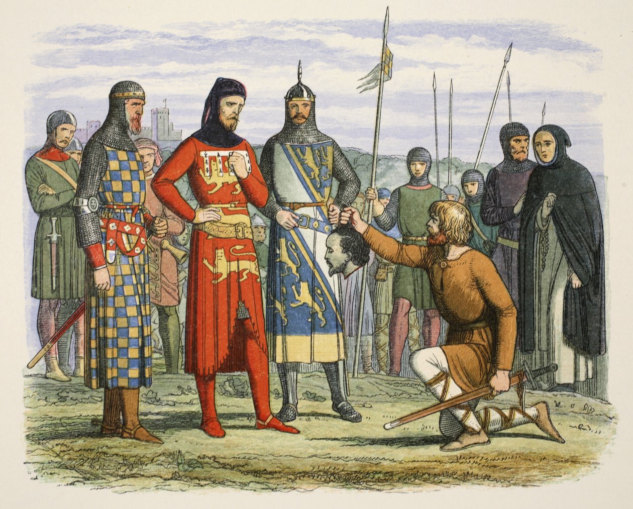 Gavestonova hlava zobrazená hraběti z Lancasteru, od A Chronicle of England BC 55 do AD 1485, pub. Londýn od James William Edmund Doyle