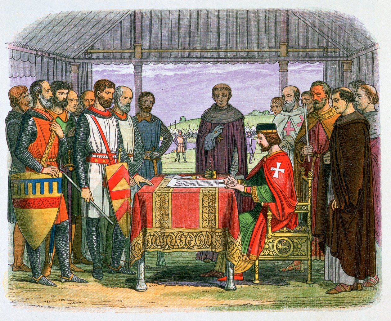 Ilustrace krále Jana podepisujícího Magna Chartu, 19. století od James William Edmund Doyle