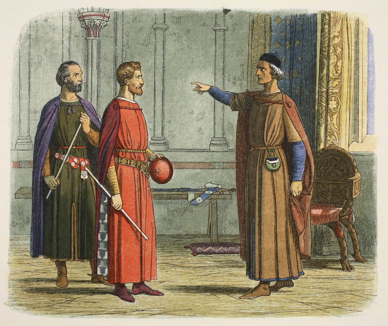 Král Edward I. ohrožuje lorda maršála od James William Edmund Doyle