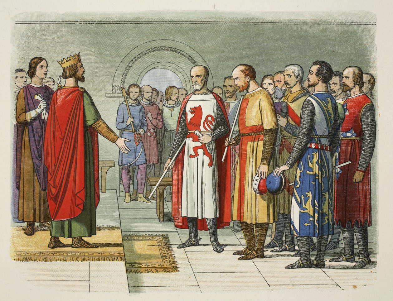 Král Jindřich III. a jeho parlament, Westminster, 1258, od A Chronicle of England BC 55 do AD 1485, pub. Londýn, 1863 od James William Edmund Doyle