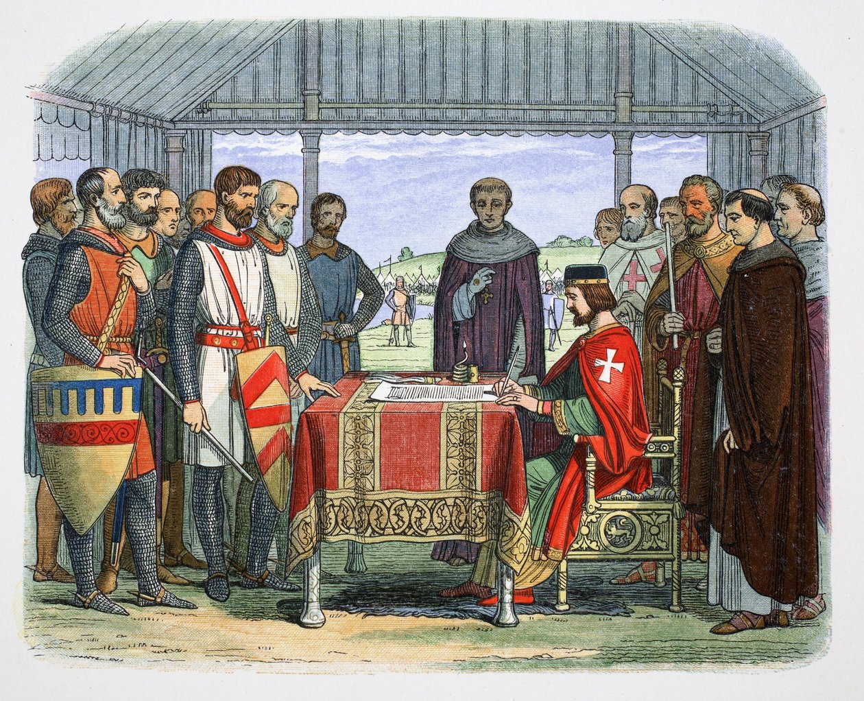 Král John podepisuje Velkou chartu, Runnymede, Surrey, 1215 1864. od James William Edmund Doyle